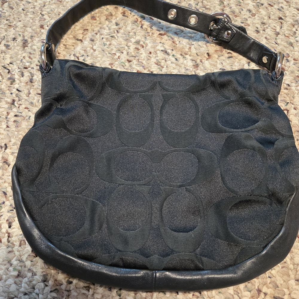 Coach Black Shoulder Bag with Silver Accents